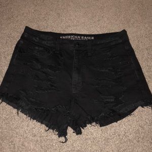 Black Denim American Eagle High Waisted Shorts